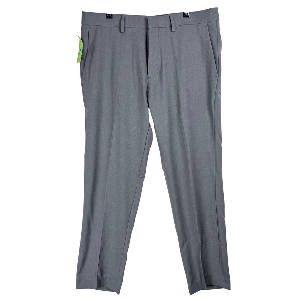 Haggar H26 Premium Stretch Dress Pants Mens 34x32 Medium Grey Straight Fit New
